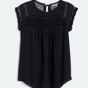 Elegant Black Lace Trim Women's Top